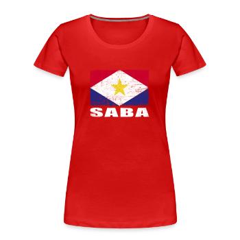 Saba Flag Grunge Saba Flag - Women's Premium Organic T-Shirt - red - Front - Mia (176cm)