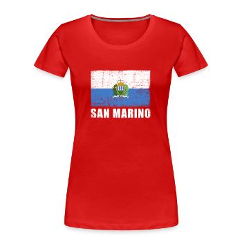 Drapeau de Saint-Marin Grunge Drapeau de Saint-Marin - T-shirt bio Premium Femme - rouge - Devant - Mia (176cm)