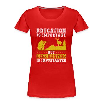 Buck Deer Hunting Hunter Vintage - Frauen Premium Bio T-Shirt - Rot - Vorne - Mia (176cm)