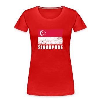 Singapur Flagge Grunge Singapur Fahne - Frauen Premium Bio T-Shirt - Rot - Vorne - Mia (176cm)