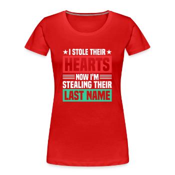 Adopte Adopte Père adopteur Mère adoptive - T-shirt bio Premium Femme - rouge - Devant - Mia (176cm)