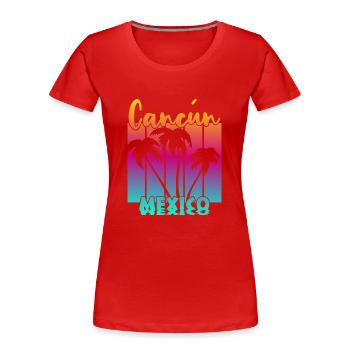 Cancun Mexico - Frauen Premium Bio T-Shirt - Rot - Vorne - Mia (176cm)