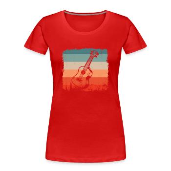 Gitarrist Retro Gitarre Silhouette Gitarrist - Frauen Premium Bio T-Shirt - Rot - Vorne - Mia (176cm)