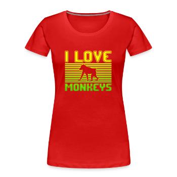 I love monkeys - Frauen Premium Bio T-Shirt - Rot - Vorne - Mia (176cm)