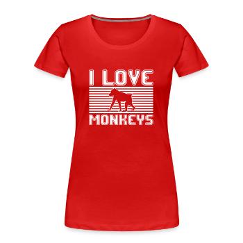 I love monkeys - Frauen Premium Bio T-Shirt - Rot - Vorne - Mia (176cm)