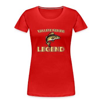 Große Walleye-fischerei-legende - Frauen Premium Bio T-Shirt - Rot - Vorne - Mia (176cm)