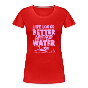 unter wasser tauchen - Frauen Premium Bio T-Shirt - Rot - Vorne - Mia (176cm)