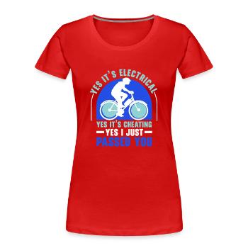 Electric Bike E-Bike Ride Bike Lovers - Women's Premium Organic T-Shirt - red - Front - Mia (176cm)