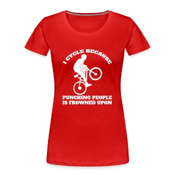 Bicycle Cycling Mountain Bike Cycling Bike Tour - Women's Premium Organic T-Shirt - red - Front - Mia (176cm)