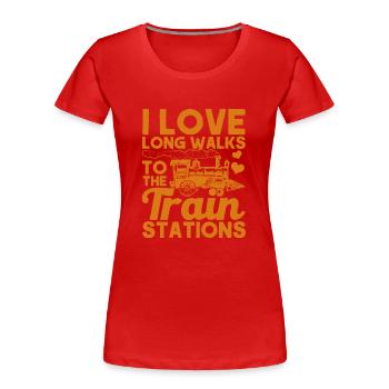 Modellbahn Zug Lokomotiven Geschenk - Frauen Premium Bio T-Shirt - Rot - Vorne - Mia (176cm)