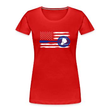 Badminton Amerikanische Flagge - Frauen Premium Bio T-Shirt - Rot - Vorne - Mia (176cm)