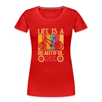 Vélo Amour Vélo Vélo Vélo Vélo de route Vélo - T-shirt bio Premium Femme - rouge - Devant - Mia (176cm)