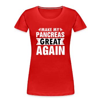 MEINE BAUCHSPEICHELDRÜSE WIEDER GROßARTIG MACHEN - Frauen Premium Bio T-Shirt - Rot - Vorne - Mia (176cm)