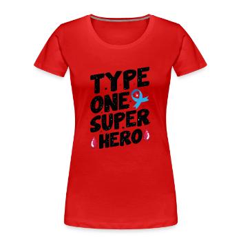 Insuline Junkie Diabète diabétique Sucre de type 1 - T-shirt bio Premium Femme - rouge - Devant - Mia (176cm)