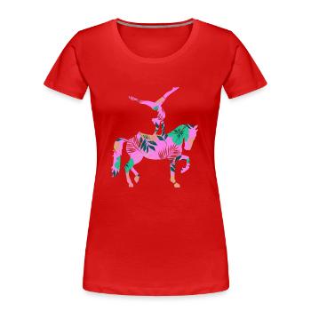 Voltigieren - Frauen Premium Bio T-Shirt - Rot - Vorne - Mia (176cm)