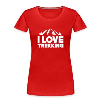 J’adore les randonneurs randonneurs randonnée randonnée - T-shirt bio Premium Femme - rouge - Devant - Mia (176cm)