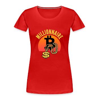 Bitcoin Hip-Hop Millionär BTC - Frauen Premium Bio T-Shirt - Rot - Vorne - Mia (176cm)