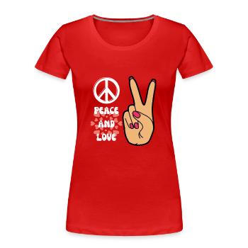 Peace and Love Woman Hand Sign - Women's Premium Organic T-Shirt - red - Front - Mia (176cm)