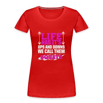 squats fitness - Women's Premium Organic T-Shirt - red - Front - Mia (176cm)