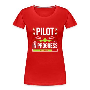 Aviator Pilot in Arbeit - Frauen Premium Bio T-Shirt - Rot - Vorne - Mia (176cm)