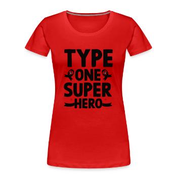 Diabetes Type 1 Diabetic Held Insulin t1d Sugar - Women's Premium Organic T-Shirt - red - Front - Mia (176cm)