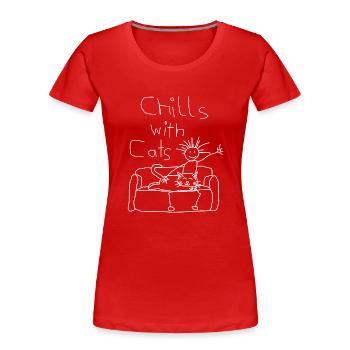 Chats Chat Chat Chat Chat Chat Amoureux - T-shirt bio Premium Femme - rouge - Devant - Mia (176cm)