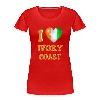 I love Ivory Coast - Women's Premium Organic T-Shirt - red - Front - Mia (176cm)