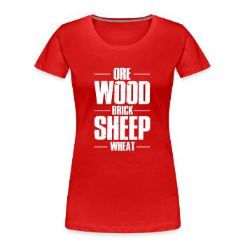 Brettspiel Brettspiel Brettspiel Siedler Schafe - Frauen Premium Bio T-Shirt - Rot - Vorne - Mia (176cm)
