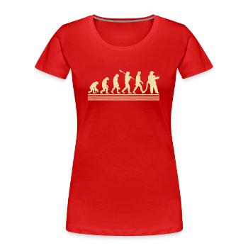 Évolution des pompiers - T-shirt bio Premium Femme - rouge - Devant - Mia (176cm)