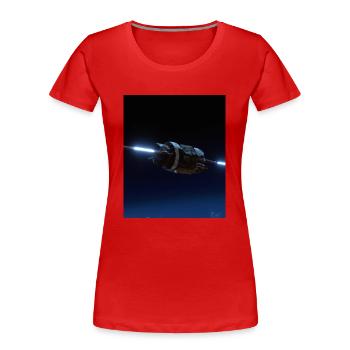 Raumschiff - Frauen Premium Bio T-Shirt - Rot - Vorne - Mia (176cm)