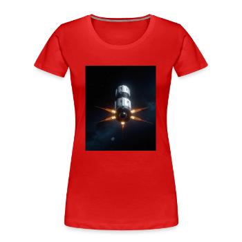 Raumschiff - Frauen Premium Bio T-Shirt - Rot - Vorne - Mia (176cm)