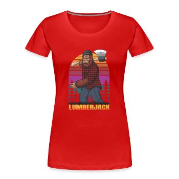 Bûcheron Travailleur forestier Bigfoot Big Foot Bois de chauffage - T-shirt bio Premium Femme - rouge - Devant - Mia (176cm)