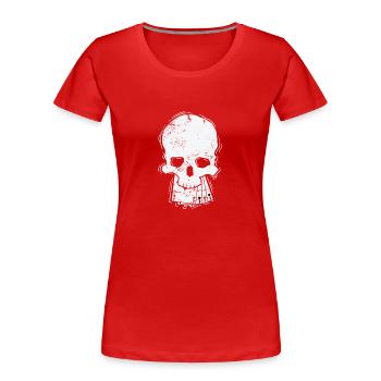 Skull with card skat or poker card game - Women's Premium Organic T-Shirt - red - Front - Mia (176cm)