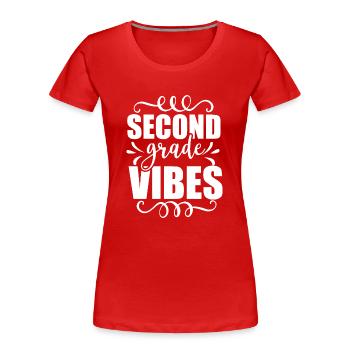 Zurück zur Schule Zweite Klasse Vibes Retro Lehrer - Frauen Premium Bio T-Shirt - Rot - Vorne - Mia (176cm)