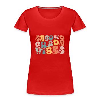 Zurück zur Schule Zweite Klasse Vibes Retro Lehrer - Frauen Premium Bio T-Shirt - Rot - Vorne - Mia (176cm)
