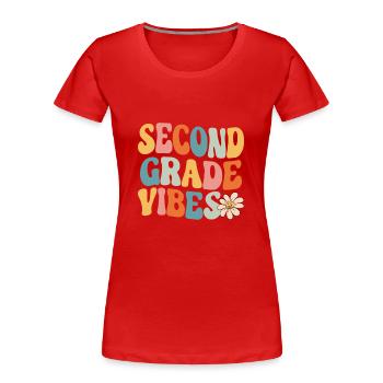 Zurück zur Schule Zweite Klasse Vibes Retro Lehrer - Frauen Premium Bio T-Shirt - Rot - Vorne - Mia (176cm)
