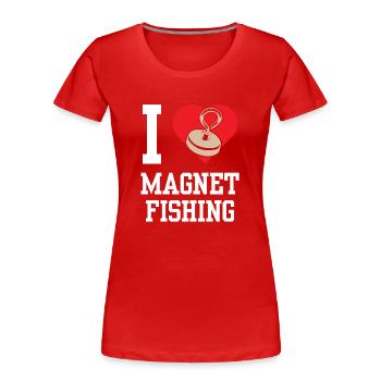 Ich Liebe Magnet Fishing Magnetfischen - Frauen Premium Bio T-Shirt - Rot - Vorne - Mia (176cm)