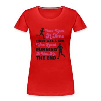 Running Runner Half Marathon Girl - Women's Premium Organic T-Shirt - red - Front - Mia (176cm)