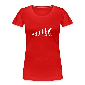 evolution golf homme humour golfeur humoristique - T-shirt bio Premium Femme - rouge - Devant - Mia (176cm)