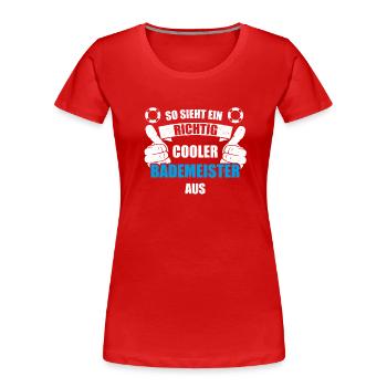 Bademeister Rettungsschwimmer Schwimmmeister - Frauen Premium Bio T-Shirt - Rot - Vorne - Mia (176cm)