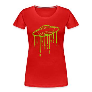 Graffiti Schleim Tropfen UFO - Frauen Premium Bio T-Shirt - Rot - Vorne - Mia (176cm)
