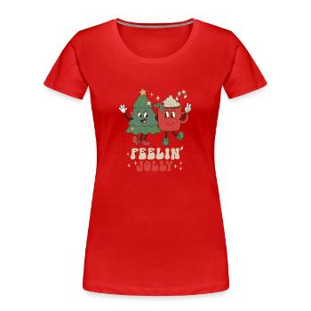 Feeling Jolly Weihnachten Retro Weihnachtslied - Frauen Premium Bio T-Shirt - Rot - Vorne - Mia (176cm)