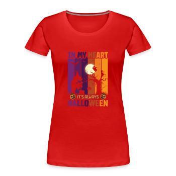 Happy Halloween Party Hexe Fledermaus Grusel Spuk - Frauen Premium Bio T-Shirt - Rot - Vorne - Mia (176cm)
