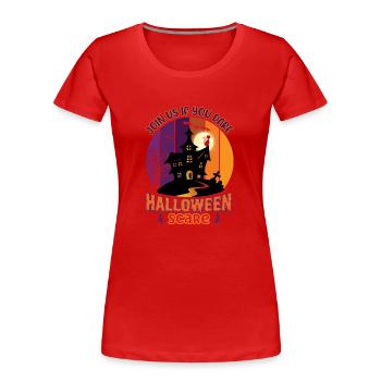 Happy Halloween Party Hexe Fledermaus Grusel Spuk - Frauen Premium Bio T-Shirt - Rot - Vorne - Mia (176cm)