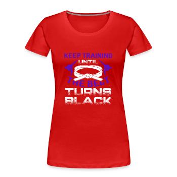 Taekwondo training - Frauen Premium Bio T-Shirt - Rot - Vorne - Mia (176cm)