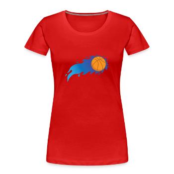 Basketball mit blauen Flammen Ballsport USA - Frauen Premium Bio T-Shirt - Rot - Vorne - Mia (176cm)