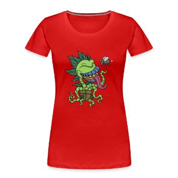 Venus Fliege Botanisches Monster Pflanze Fleischfresser - Frauen Premium Bio T-Shirt - Rot - Vorne - Mia (176cm)