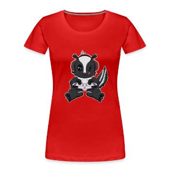 Skunk With Gaming Controller I Funny Gaming I - Frauen Premium Bio T-Shirt - Rot - Vorne - Mia (176cm)