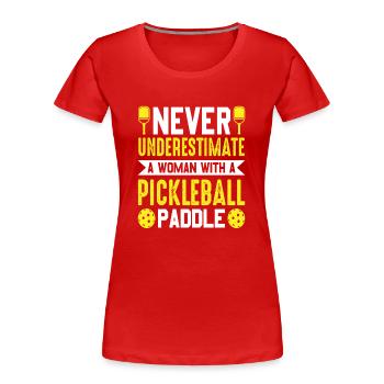 Frauen Pickleball Spruch Crazy Pickleball Lady - Frauen Premium Bio T-Shirt - Rot - Vorne - Mia (176cm)