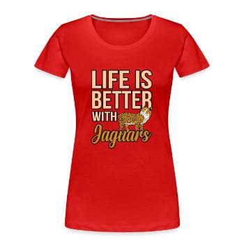Jaguar - Frauen Premium Bio T-Shirt - Rot - Vorne - Mia (176cm)